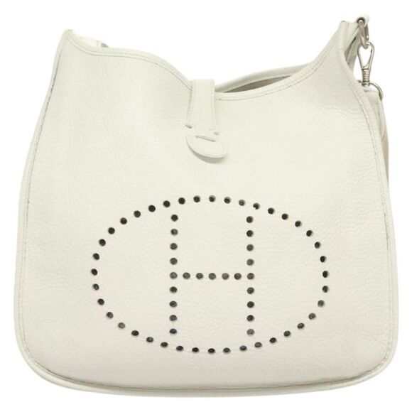 Hermès Evelyne White Leather Shoulder Bag (Pre-Owned) - Picture 1 of 16